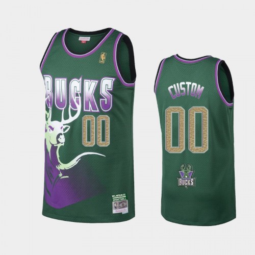 Men's Milwaukee Bucks #00 Custom Green 2021 Hardwood Classics Buckskins limited Jersey