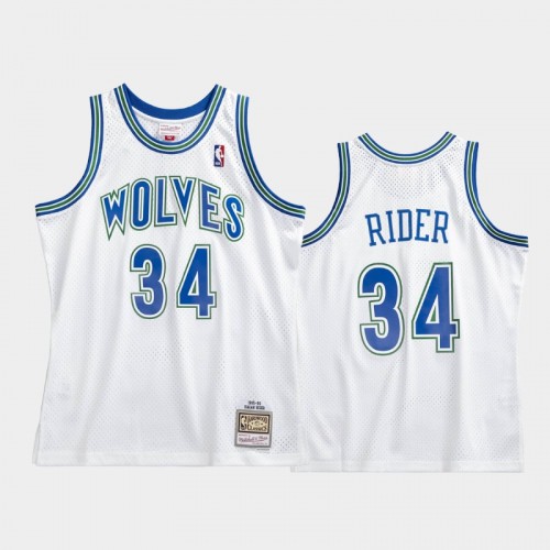 Minnesota Timberwolves #34 Isaiah Rider Jr. White 1995-96 Hardwood Classics Authentic Jersey