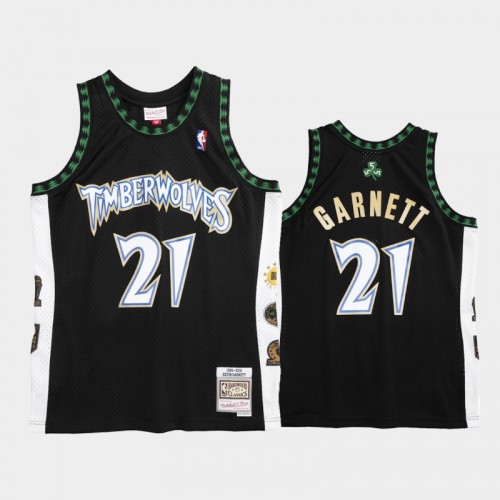 Minnesota Timberwolves #21 Kevin Garnett Black 1995-2016 Hardwood Classics HOF Jersey