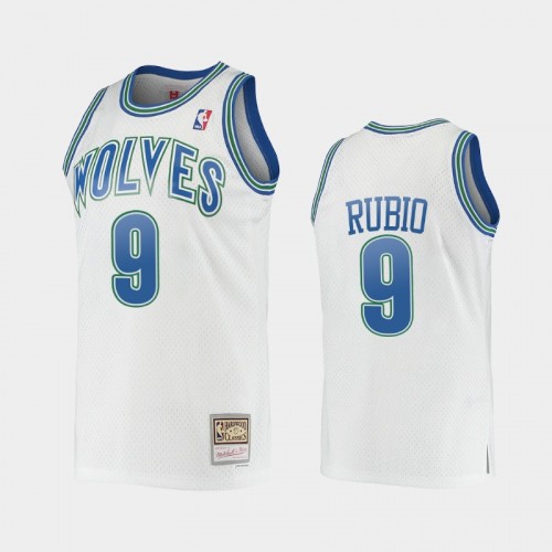 Minnesota Timberwolves #9 Ricky Rubio White Hardwood Classics Jersey