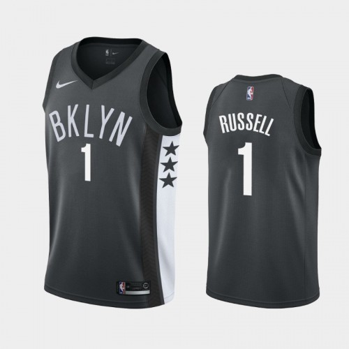 Men's Brooklyn Nets #1 D'Angelo Russell Black 2019 season Statement Jersey