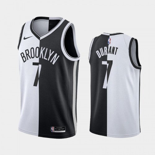Men's Brooklyn Nets #7 Kevin Durant White Black Split Edition Two-Tone Jersey