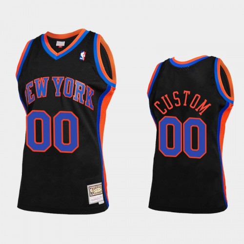 Men's New York Knicks #00 Custom Black Reload 2.0 Jersey