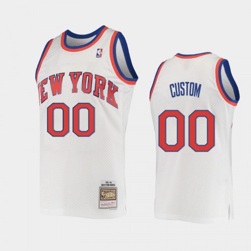 Men's New York Knicks #00 Custom White 1985-86 Hardwood Classics Swingman Jersey