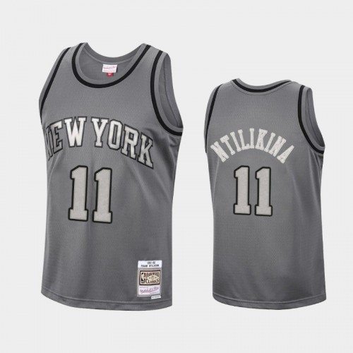 Men's New York Knicks #11 Frank Ntilikina Charcoal Metal Works Jersey