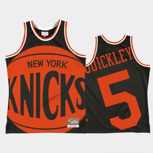 Men's New York Knicks #5 Immanuel Quickley Black Big Face 2.0 Jersey