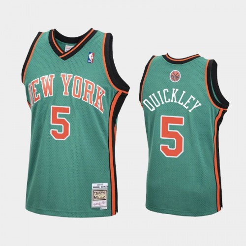 Men's New York Knicks #5 Immanuel Quickley Green 2006-07 Hardwood Classics Jersey