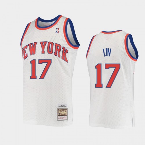 Men's New York Knicks #17 Jeremy Shu-How Lin White 1985-86 Hardwood Classics Swingman Jersey