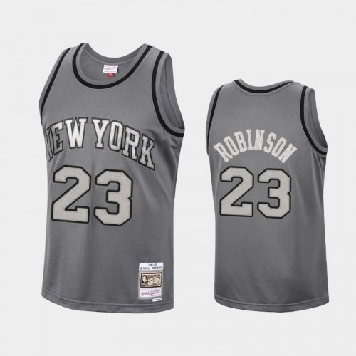 Men's New York Knicks #23 Mitchell Robinson Charcoal Metal Works Jersey