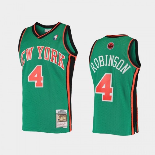 Men's New York Knicks #4 Nate Robinson Green Hardwood Classics Jersey