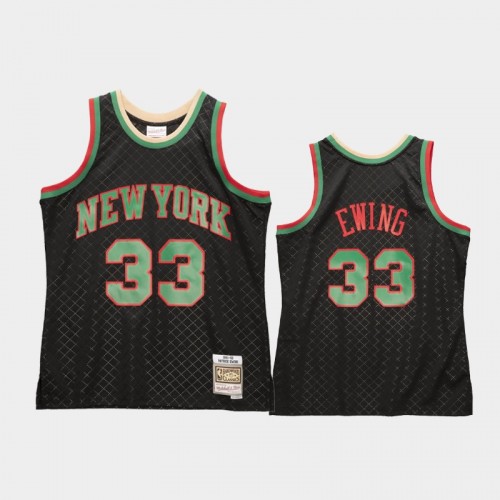Men's New York Knicks #33 Patrick Ewing Black 1991-92 Neapolitan Jersey