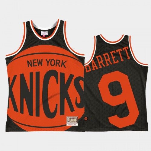 Men's New York Knicks #9 R.J. Barrett Black Big Face 2.0 Jersey