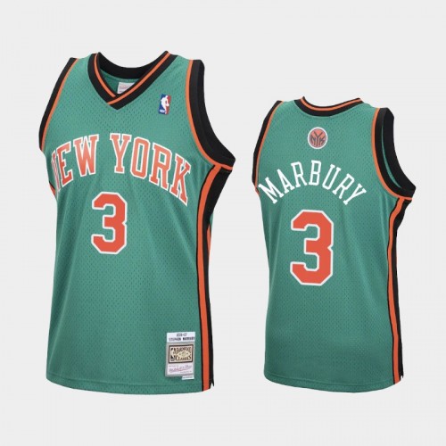 Men's New York Knicks #3 Stephon Marbury Green 2006-07 Hardwood Classics Jersey