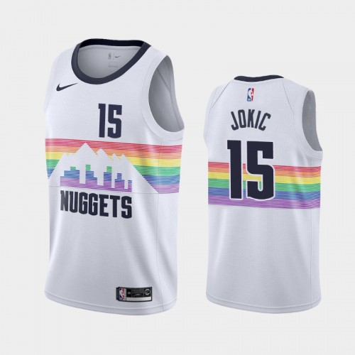 Men's Denver Nuggets #15 Nikola Jokic White 2018-19 City Jersey