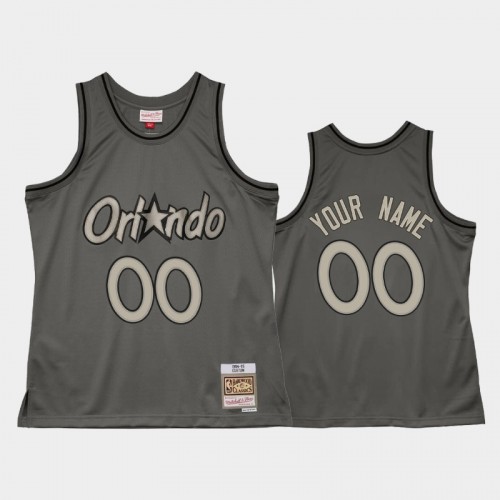 Men's Orlando Magic #00 Custom Gray Metal Works Hardwood Classics Jersey