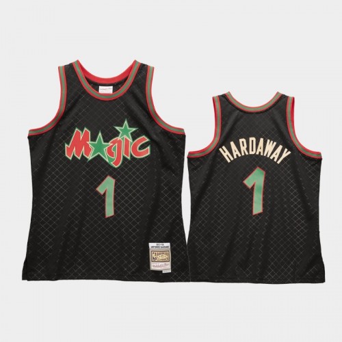 Men's Orlando Magic #1 Penny Hardaway Black 1993-94 Neapolitan Jersey