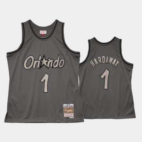 Men's Orlando Magic #1 Penny Hardaway Gray 1994-95 Metal Works Hardwood Classics Jersey