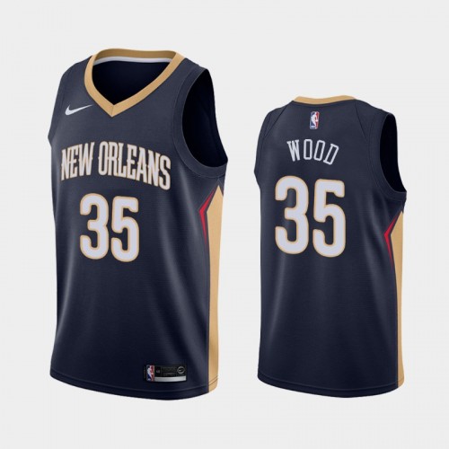 Men's New Orleans Pelicans #35 Christian Wood Navy 2019 season Icon Jersey