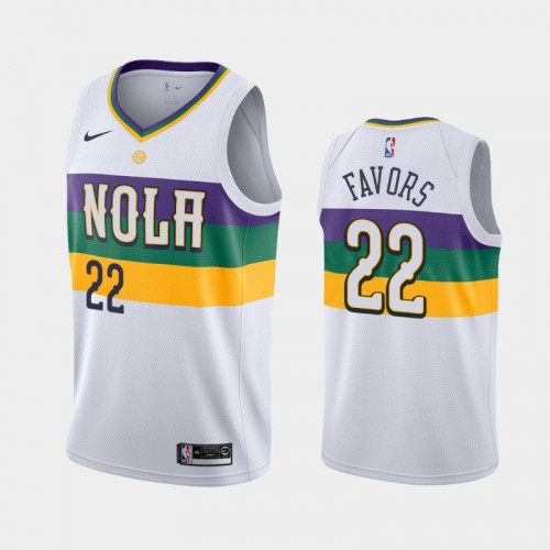 Men's New Orleans Pelicans Derrick Favors #22 White 2019-20 City Jersey