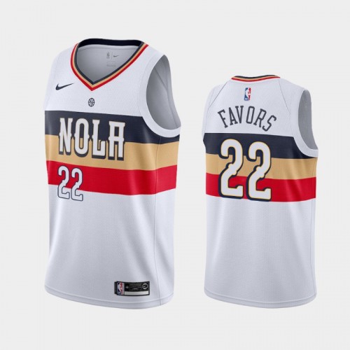 Men's New Orleans Pelicans Derrick Favors #22 White 2019-20 Earned Jersey