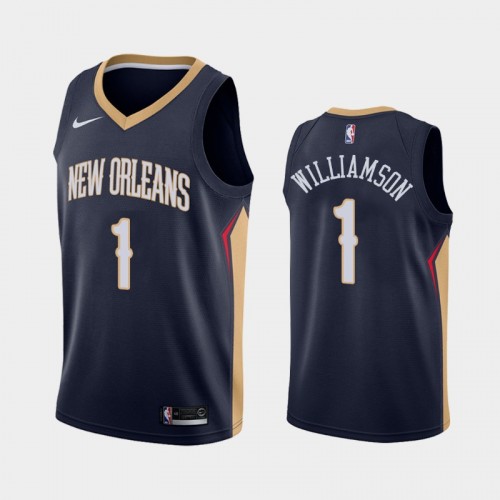 Men's New Orleans Pelicans #1 Zion Williamson Navy Icon Jersey