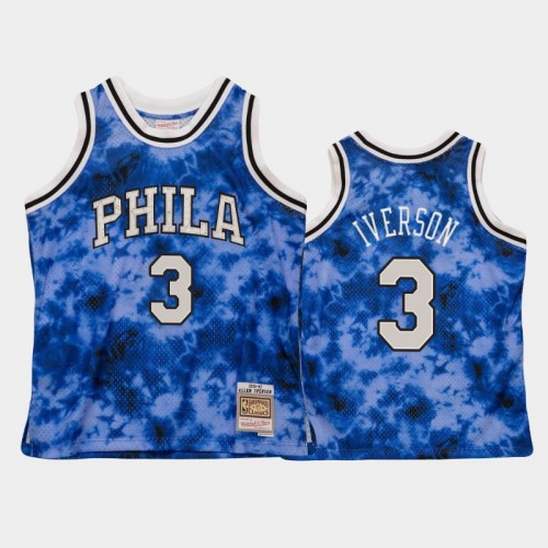 Men's Philadelphia 76ers #3 Allen Iverson Blue Galaxy Jersey