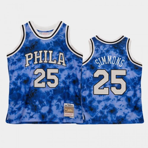 Men's Philadelphia 76ers #25 Ben Simmons Blue Galaxy Jersey