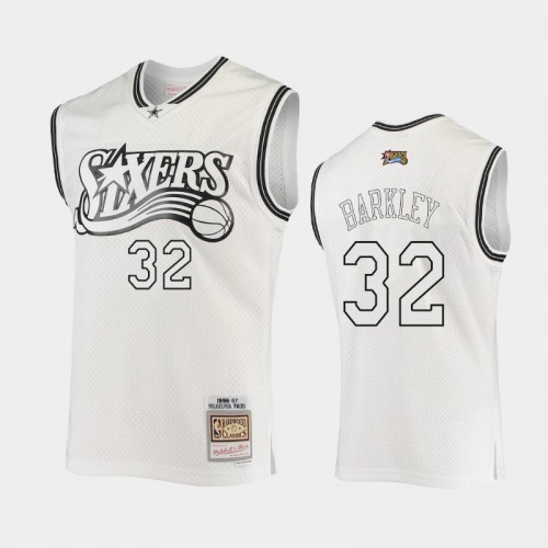 Men's Philadelphia 76ers #32 Charles Barkley White 2021 Hardwood Classics Out Swingman Jersey