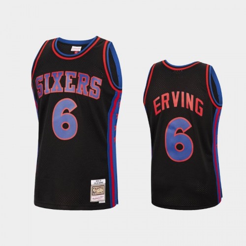 Philadelphia 76ers #6 Julius Erving Black 1976-77 Reload Hardwood Classics Jersey