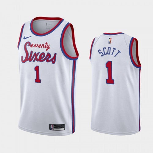 Men's Philadelphia 76ers #1 Mike Scott White 1970-71 Hardwood Classics Jersey