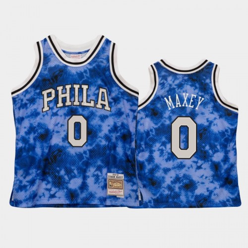 Men's Philadelphia 76ers #0 Tyrese Maxey Blue Galaxy Jersey