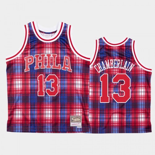 Men's Philadelphia 76ers #13 Wilt Chamberlain Red Private School Hardwood Classics Jersey