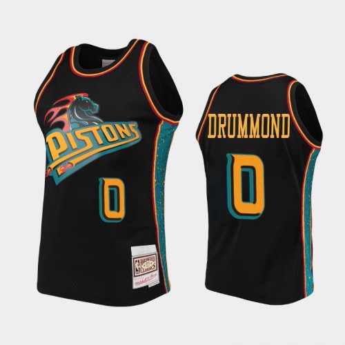 Men's Detroit Pistons #0 Andre Drummond Black Rings Collection Jersey
