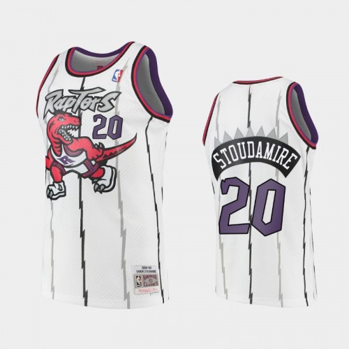 Men's 1996 Toronto Raptors #20 Damon Stoudamire White Hardwood Classics Jersey