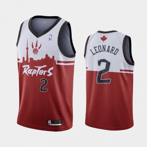 Men's Toronto Raptors Kawhi Leonard #2 Red 2019 We The North Day Canadian Jersey