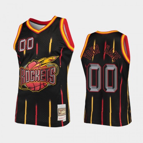 Men's Houston Rockets #00 Custom Black Rings Collection Jersey