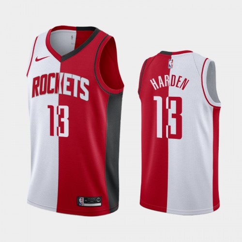 Men's Houston Rockets #13 James Harden White Red Split Two-Tone Jersey
