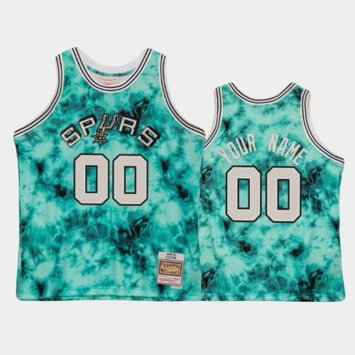 Men's San Antonio Spurs #00 Custom Teal Galaxy Jersey