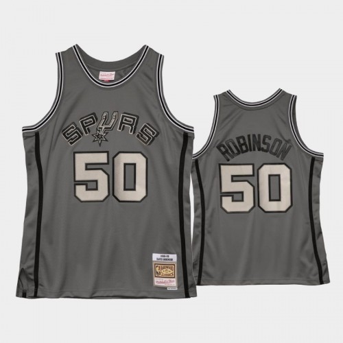 Men's San Antonio Spurs #50 David Robinson Gray 1998-99 Metal Works Hardwood Classics Jersey