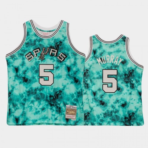 Men's San Antonio Spurs #5 Dejounte Murray Teal Galaxy Jersey