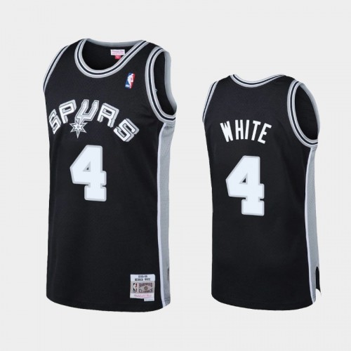 San Antonio Spurs #4 Derrick White Black Reload Hardwood Classics Jersey