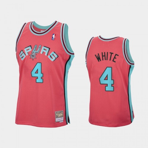 San Antonio Spurs #4 Derrick White Pink Reload Hardwood Classics Jersey