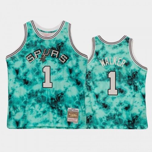 Men's San Antonio Spurs #1 Lonnie Walker Teal Galaxy Jersey