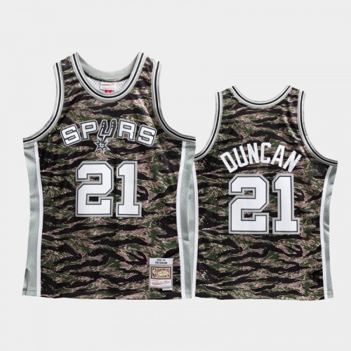 San Antonio Spurs #21 Tim Duncan Green Tiger Camo Limited Jersey