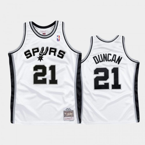 San Antonio Spurs #21 Tim Duncan White 1998-99 Hardwood Classics Authentic Jersey