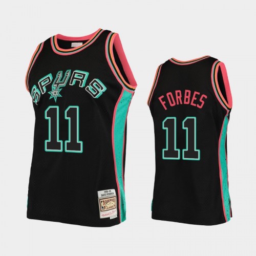 Men's San Antonio Spurs #11 Bryn Forbes Black Rings Collection Jersey