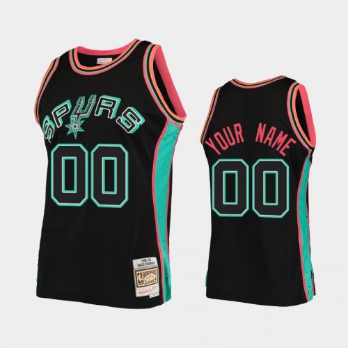 Men's San Antonio Spurs #00 Custom Black Rings Collection Jersey