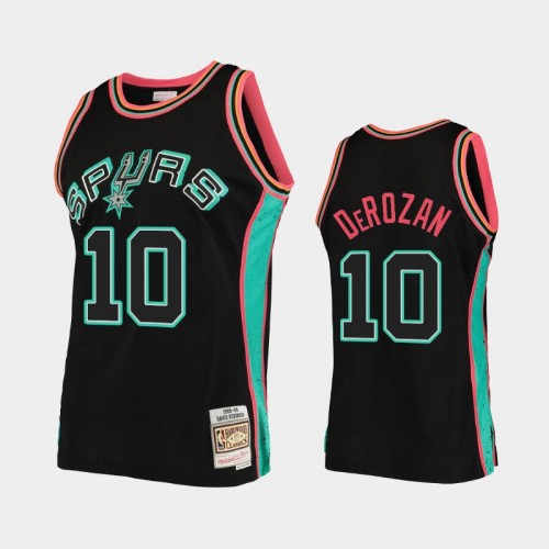 Men's San Antonio Spurs #10 DeMar DeRozan Black Rings Collection Jersey