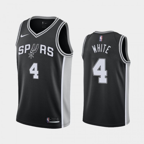 Men's San Antonio Spurs #4 Derrick White Black 2018-19 Icon Jersey