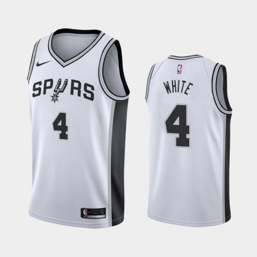 Men's San Antonio Spurs #4 Derrick White White 2019 season Association Jersey